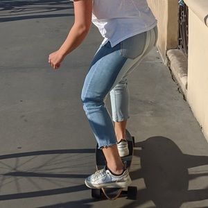 Patched High Rise Cropped Jeans Size 26